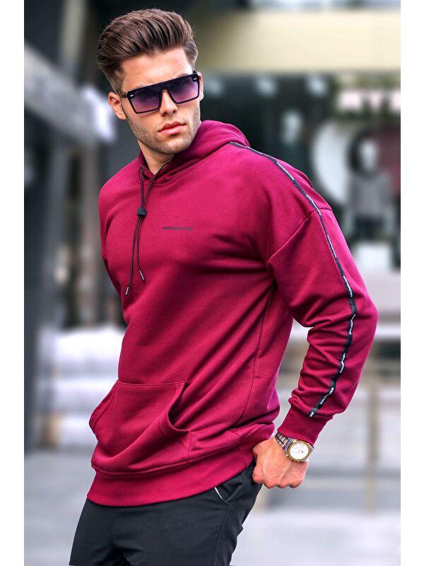 Madmext Bordo Kapüşonlu Erkek %100 Pamuk Hoodie 4721
