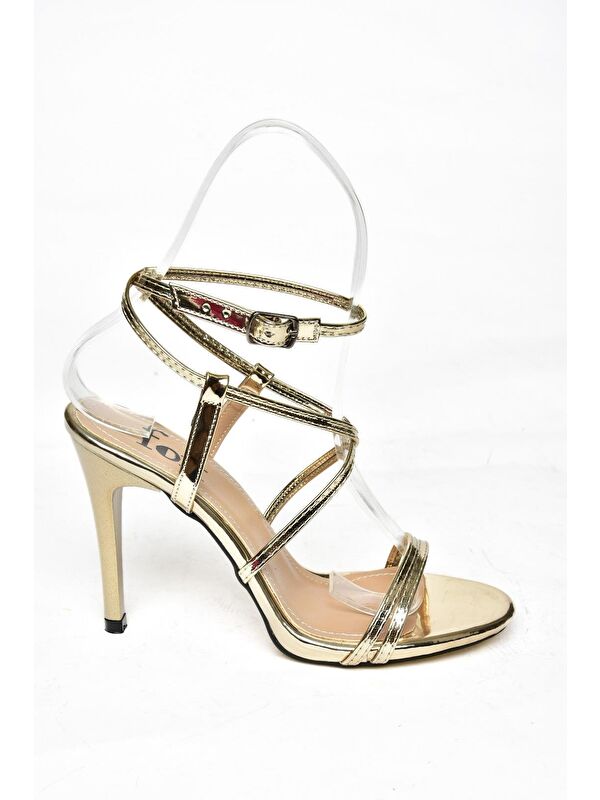S9970663 Altın Kadın Topuklu Ayakkabı - Görsel 3