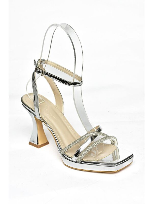 S5693125 Gümüş Kadın Topuklu Ayakkabı - Görsel 4