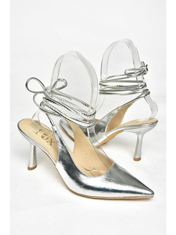 S3697511 Gümüş Kadın Topuklu Ayakkabı - Görsel 4