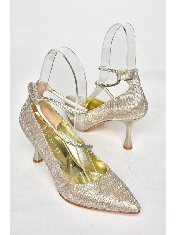 S2460697 Altın Kadın Topuklu Ayakkabı - Görsel 4