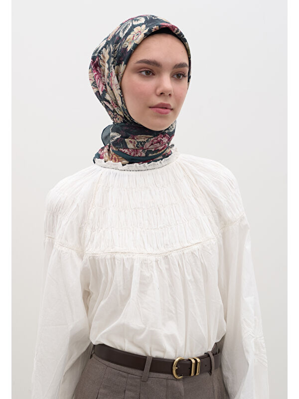 Fresh Scarfs Judıth Desen Pamuklu Viskon Eşarp Petrol
