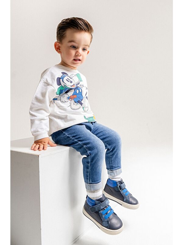 Erkek Çocuk Lacivert Hakiki Deri Anatomik Günlük Bot - Görsel 3