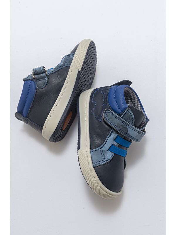 Erkek Çocuk Lacivert Hakiki Deri Anatomik Günlük Bot - Görsel 5