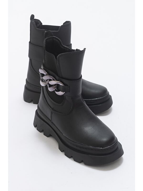 Kız Çocuk Siyah Suni Deri Anatomik Günlük Bot - Görsel 2