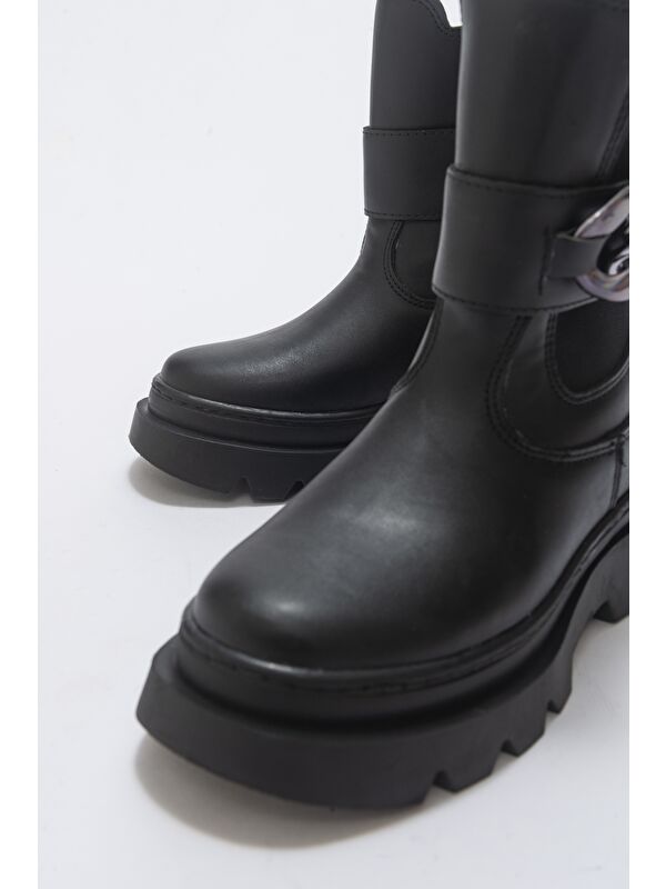 Kız Çocuk Siyah Suni Deri Anatomik Günlük Bot - Görsel 3