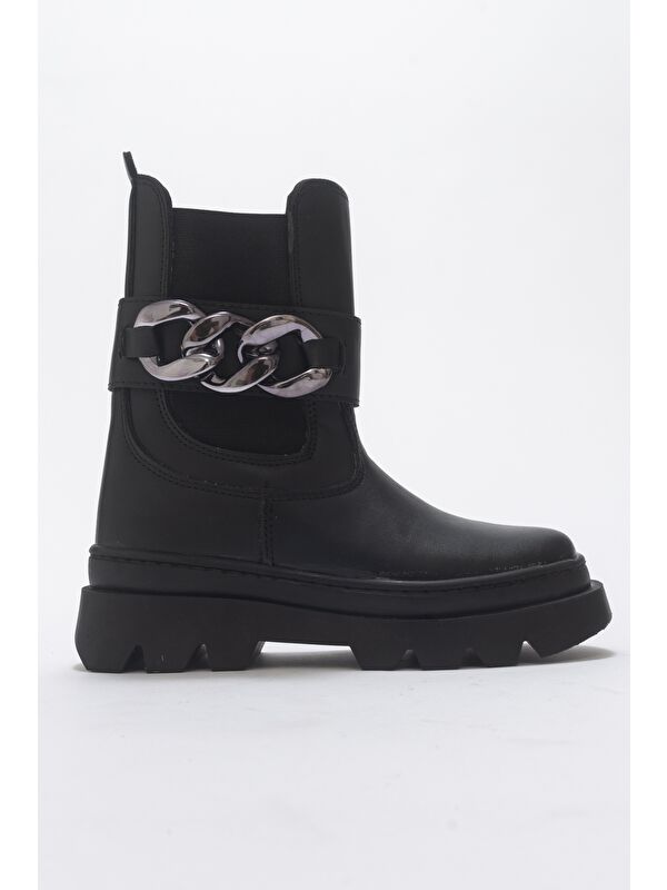 Kız Çocuk Siyah Suni Deri Anatomik Günlük Bot - Görsel 5