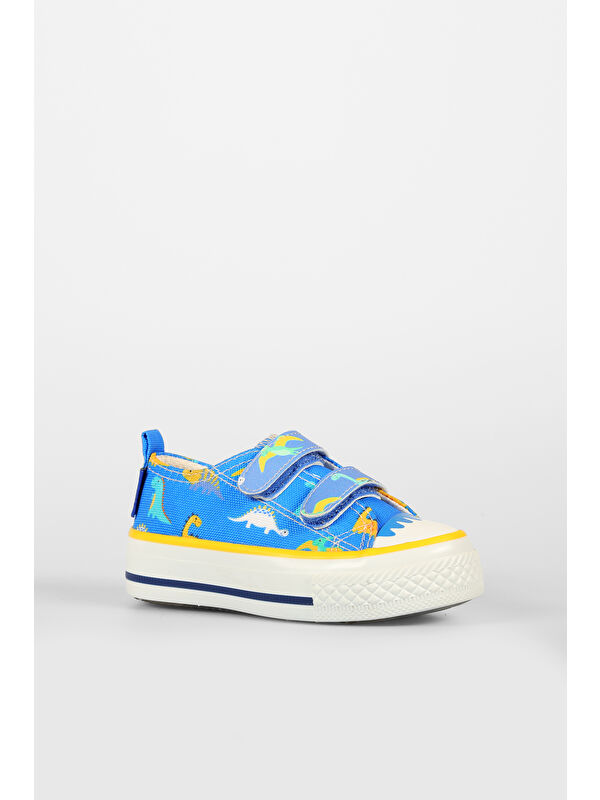 Done Desenli Erkek Bebek Saks Mavi Sneaker - Görsel 4