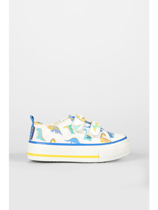 Vicco Done Desenli Erkek Bebek Beyaz/Saks Mavi Sneaker