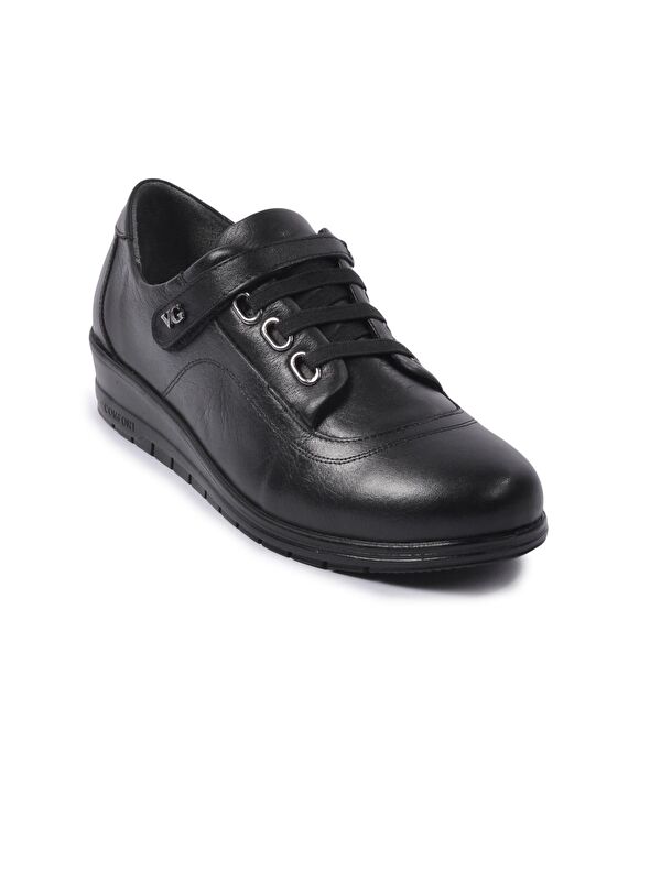 7666 Siyah Hakiki Deri Kadın Klasik Ayakkabı - Görsel 3