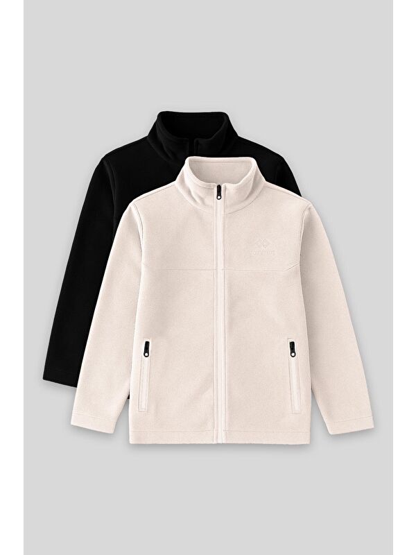 Tommylife Standart Fit 2li Paket Siyah-Bej Erkek Çocuk Polar Sweatshirt - 11223