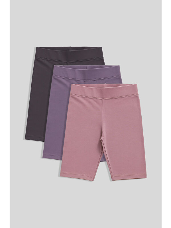 Tommylife Standart Fit Basic 3lü Paket Eflatun-Gül Kurusu-Koyu Gri  Kız Çocuk Tayt - 75188