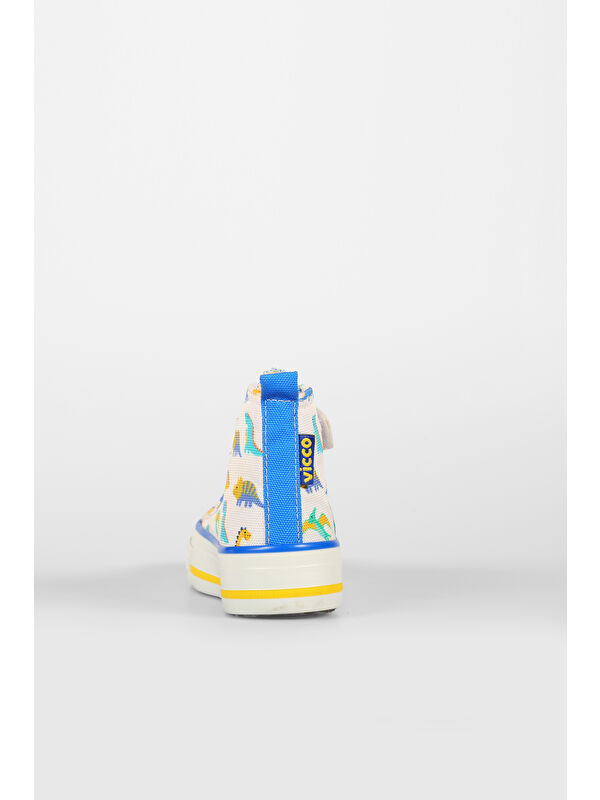 Ada Desenli Erkek Okul Öncesi Beyaz/Saks Mavi Sneaker - Görsel 6