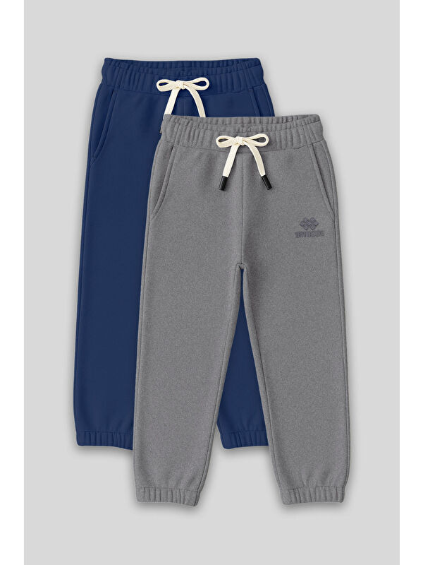 Tommylife Standart Fit Basic 2li Paket Parlament-Gri Melanj Erkek Çocuk Eşofman Alt - 11225