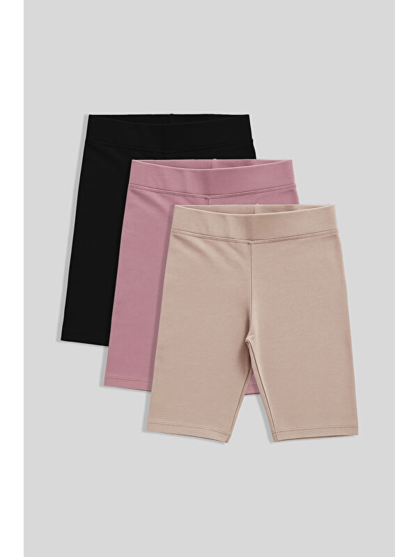 Tommylife Standart Fit Basic 3lü Paket Siyah-Gül Kurusu-Koyu Bej  Kız Çocuk Tayt - 75188