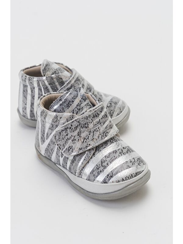 Kız Çocuk Gümüş Hakiki Deri İlk Adım Günlük Ayakkabı - Görsel 3