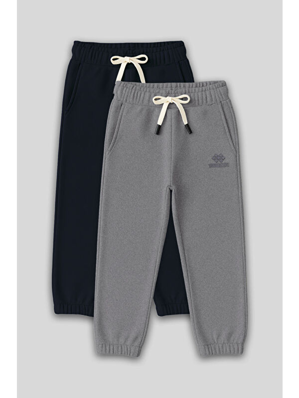 Tommylife Standart Fit Basic 2li Paket Lacivert-Gri Melanj Erkek Çocuk Eşofman Alt - 11225