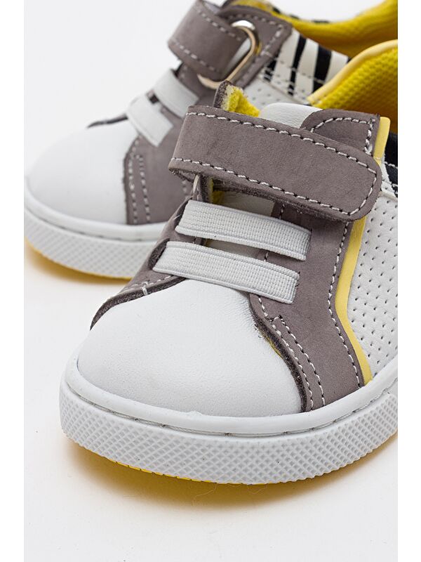 Erkek Çocuk Beyaz Hakiki Deri İlk Adım Ayakkabı - Görsel 3