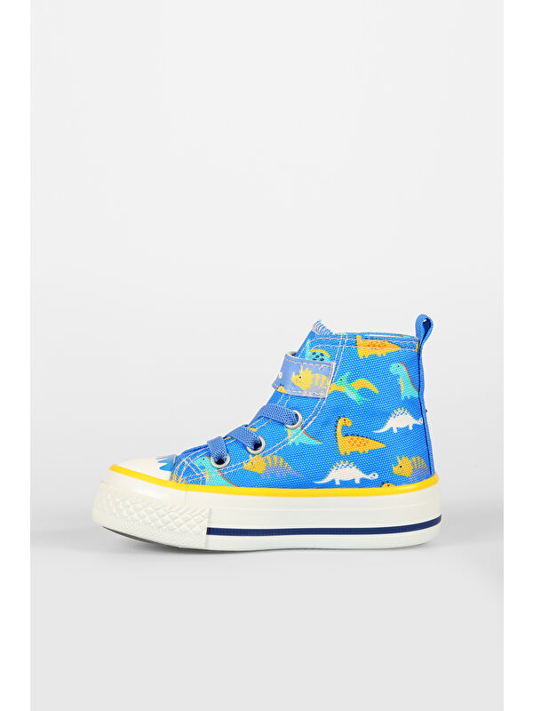 Ada Desenli Erkek Okul Öncesi Saks Mavi Sneaker - Görsel 3