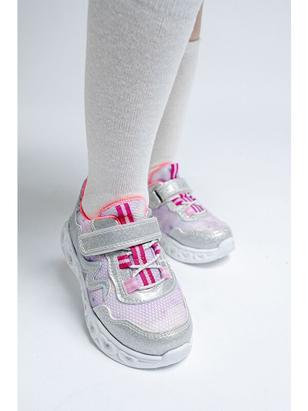 Kız Çocuk Gümüş Işıklı Spor Ayakkabı - Görsel 5