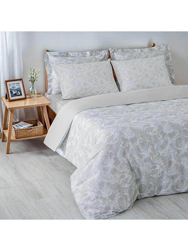 Green Black Fiorina Çift Kişilik Nevresim Takımı %100 Pamuk 210 TC 83 Tel Saten Digital Baskılı Bej