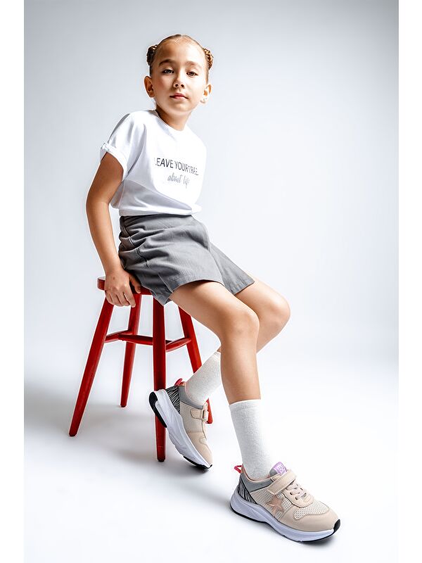 Kız Çocuk Bej Spor Ayakkabı - Görsel 2