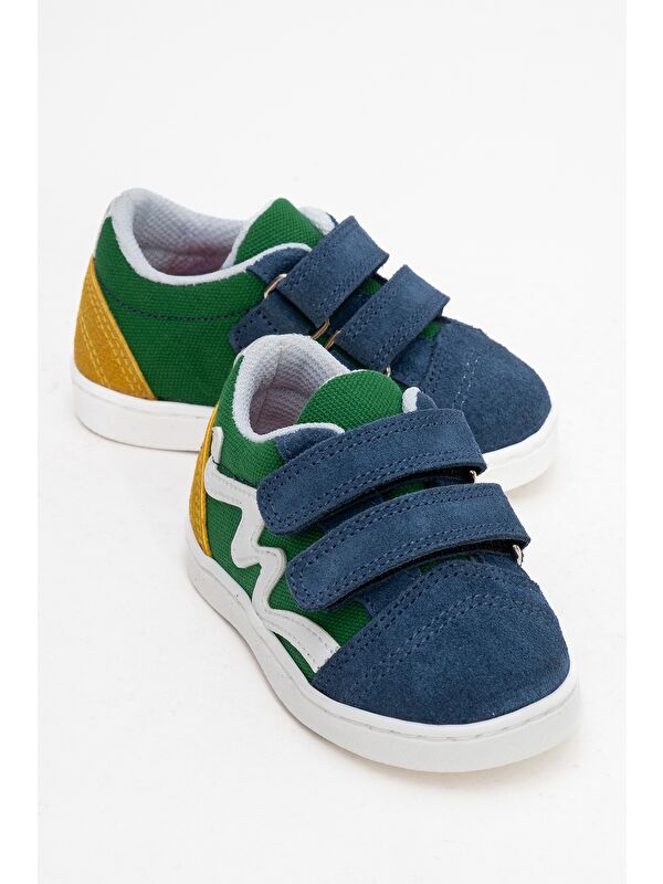 Erkek Çocuk Mavi Hakiki Deri Günlük Ayakkabı - Görsel 2