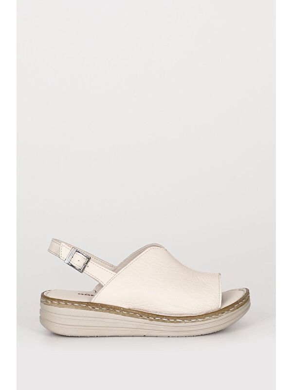 Hakiki Deri Dolgu Taban Kadın Sandalet 42232 - Görsel 5