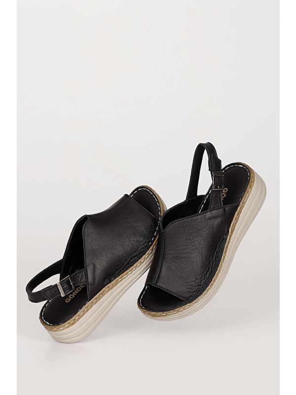 Hakiki Deri Dolgu Taban Kadın Sandalet 42232 - Görsel 2