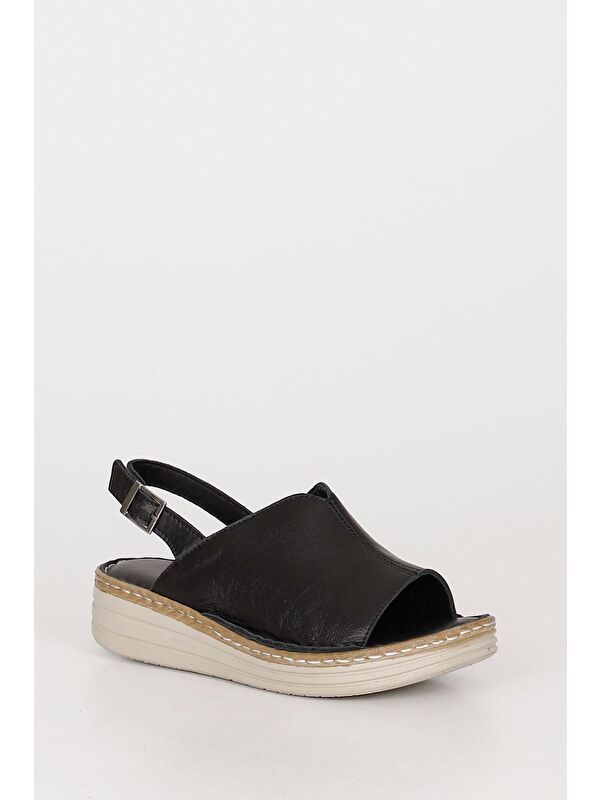 Hakiki Deri Dolgu Taban Kadın Sandalet 42232 - Görsel 6