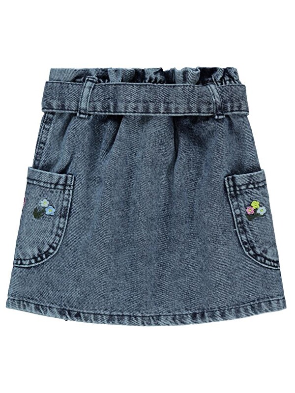 Civil Girls Çiçek Nakışlı Jean 2-5 Yaş Etek