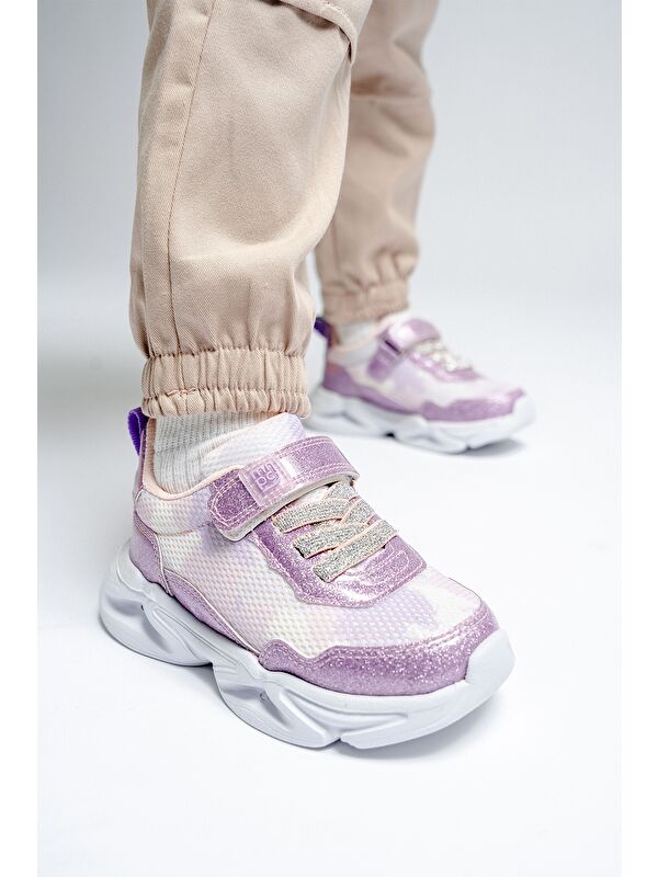 Kız Çocuk Lila Işıklı Spor Ayakkabı - Görsel 5