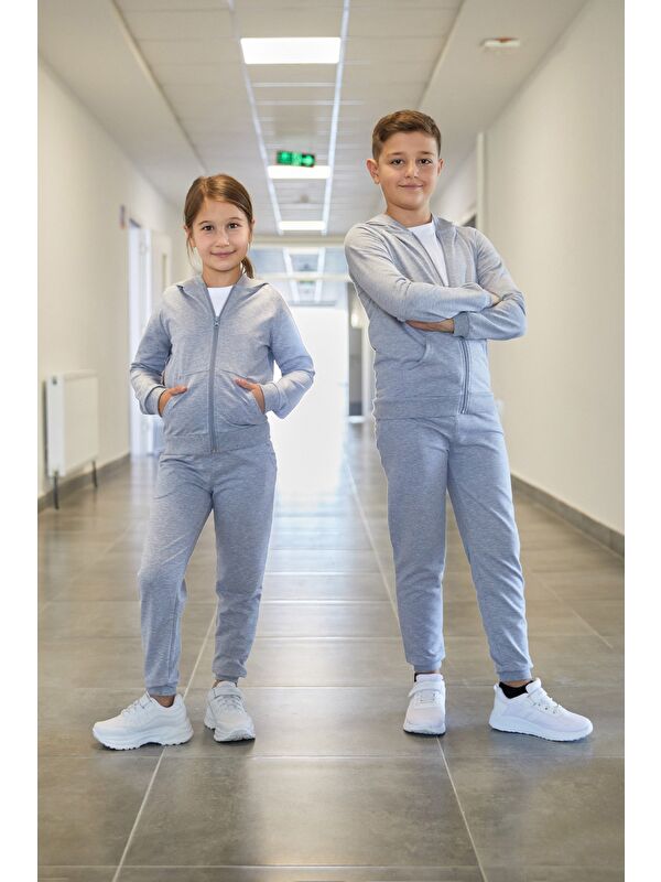 Fullamoda Kapüşonlu Fermuarlı Unisex Çocuk Eşofman Takımı
