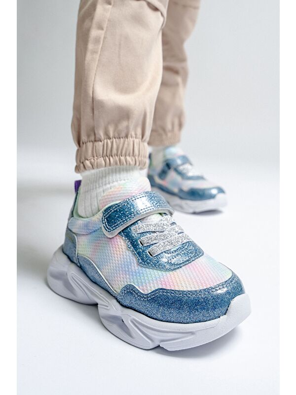 Kız Çocuk Mavi Işıklı Spor Ayakkabı - Görsel 5