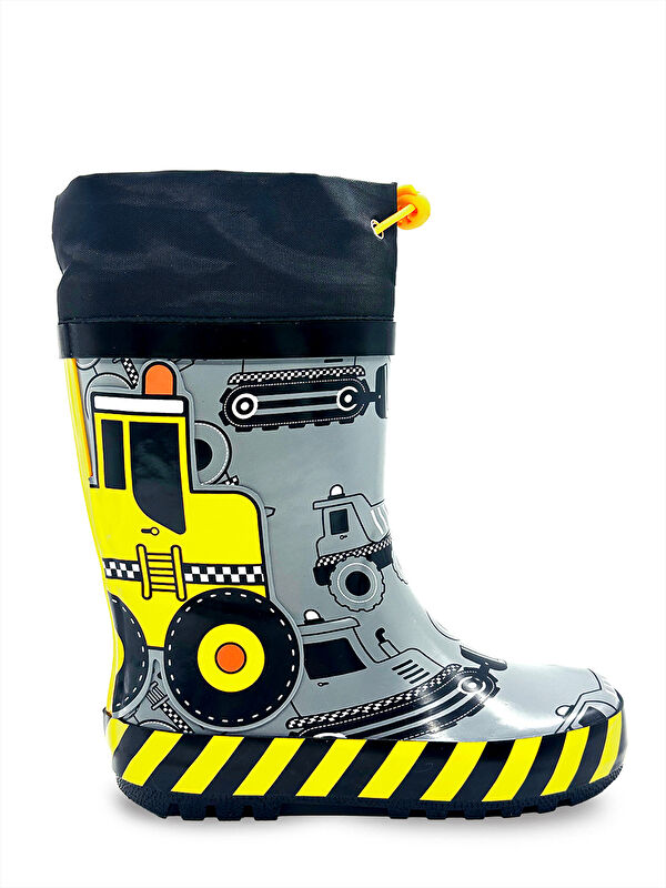 İnşaat Araçları Erkek Çocuk Gri Yağmur Botu - Görsel 7