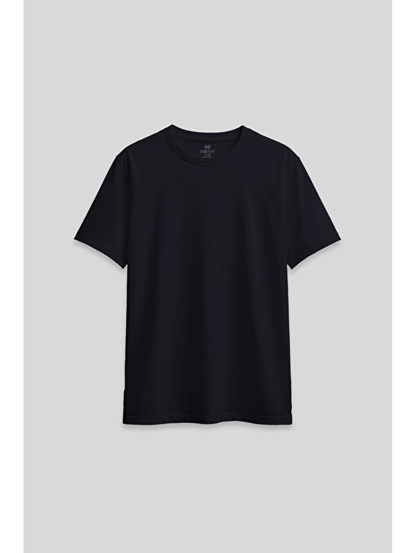 Tommylife Lacivert O Yaka Standart Fit Basic Kadın T-Shirt - 97311