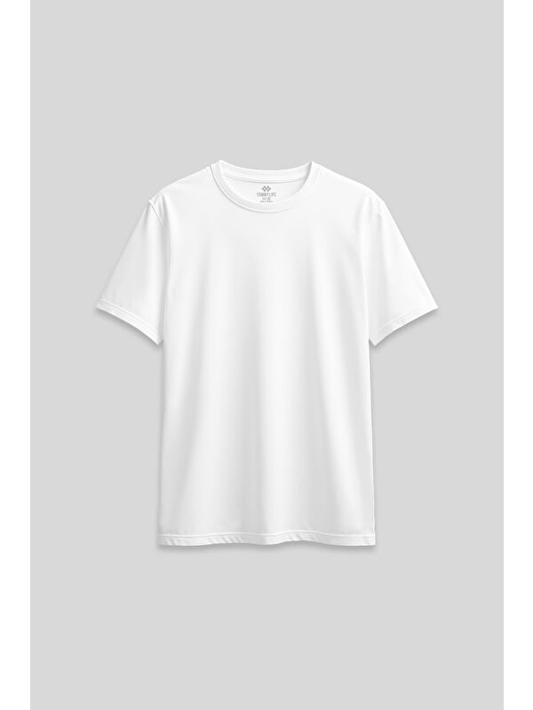 Tommylife Beyaz O Yaka Standart Fit Basic Kadın T-Shirt - 97311