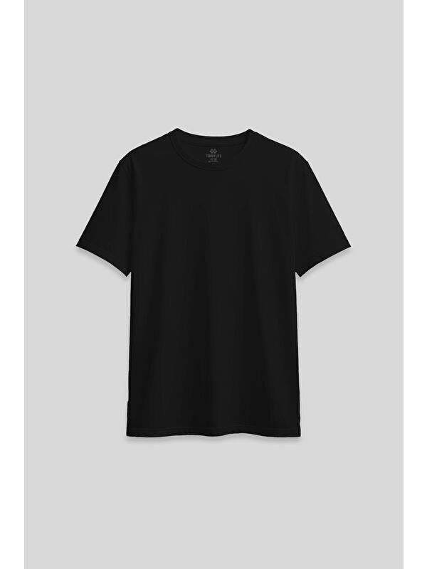 Tommylife Siyah O Yaka Standart Fit Basic Kadın T-Shirt - 97311