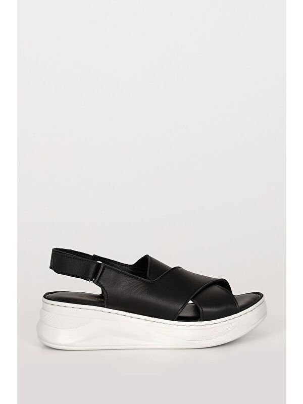 Hakiki Deri Dolgu Taban Kadın Sandalet 42087 - Görsel 5