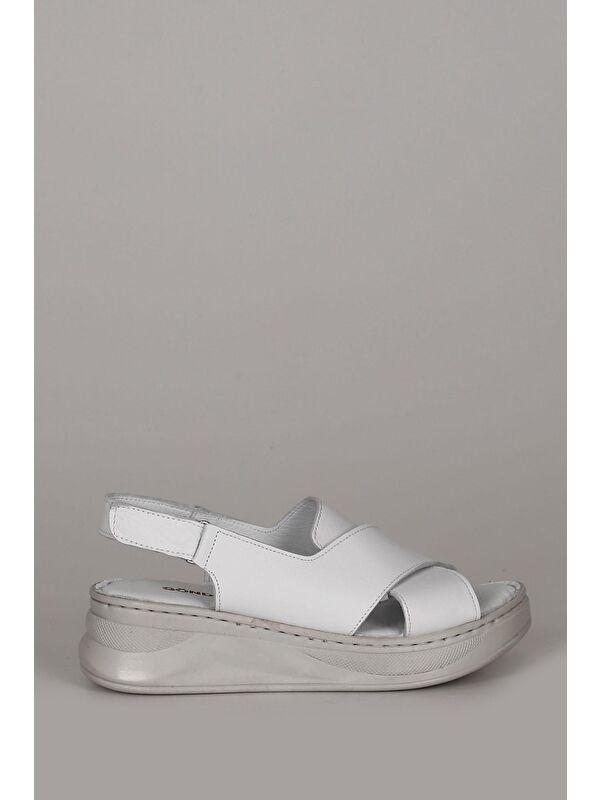 Hakiki Deri Dolgu Taban Kadın Sandalet 42087 - Görsel 5