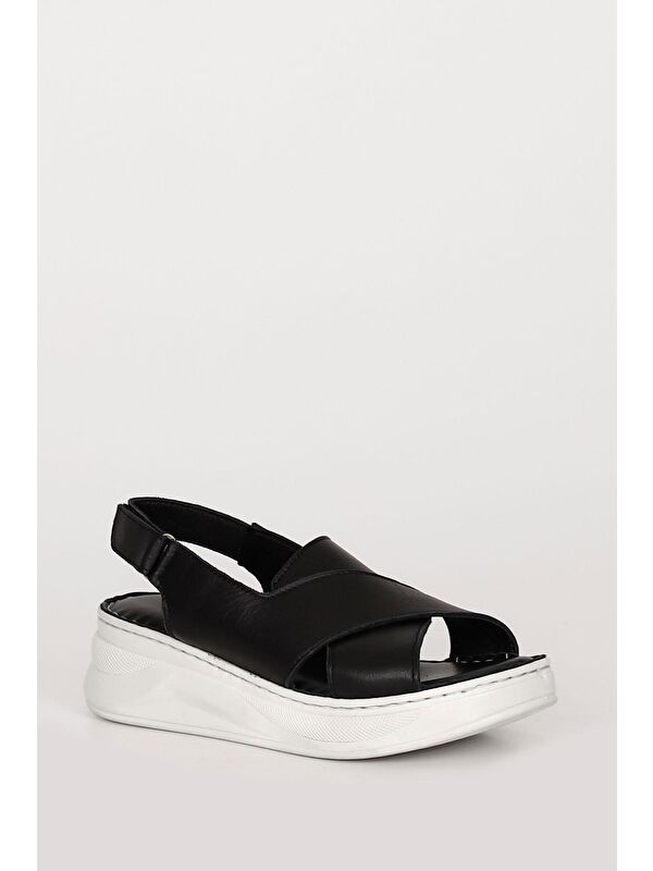 Hakiki Deri Dolgu Taban Kadın Sandalet 42087 - Görsel 6