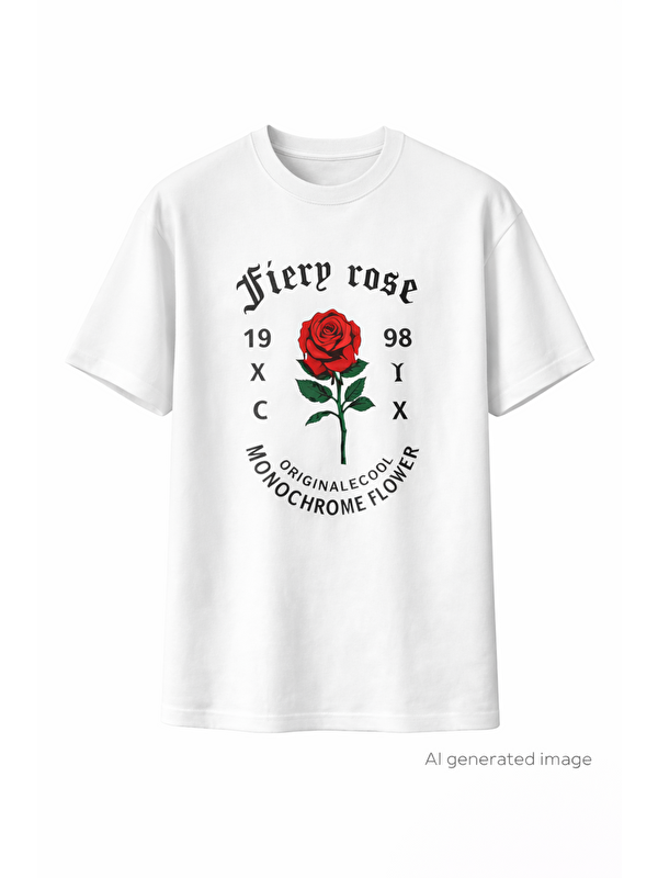 Jane's Erkek Bisiklet Yaka Baskılı Oversize T-Shirt - Beyaz