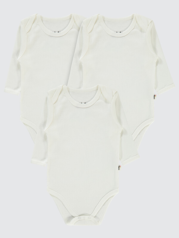 Civil Baby Bebek 3'lü Çıtçıtlı Badi 3-9 Ay Beyaz