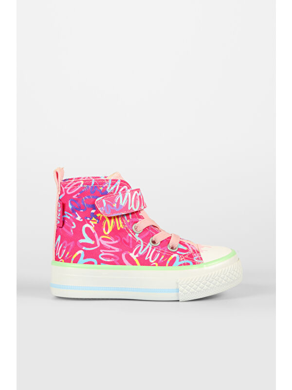 Ada Desenli Kız Bebek Fuşya Sneaker - Görsel 2