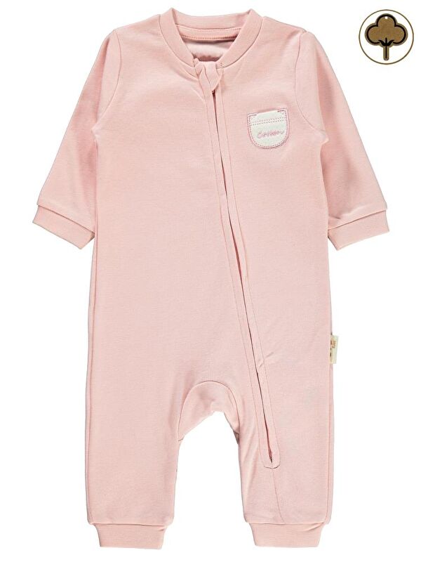 Civil Baby Organik Pamuklu Fermuarlı 0-6 Ay Tulum - Pembe 0-1 Ay