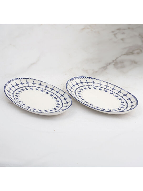 GÜRAL PORSELEN Elıps 2 Parça 25 cm Bone Kayık Tabak - 1614