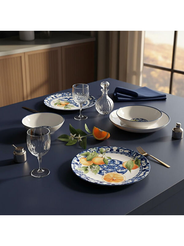GÜRAL PORSELEN Camelia 8 Parça 2 Kişilik Yemek Takımı 5535