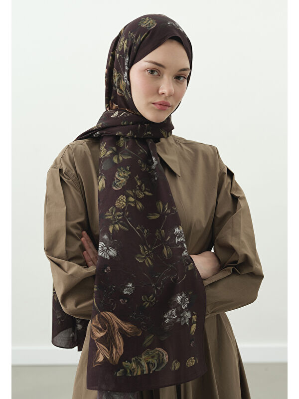 Fresh Scarfs Bordo Gısele Desenli Pamuk Viskon Şal