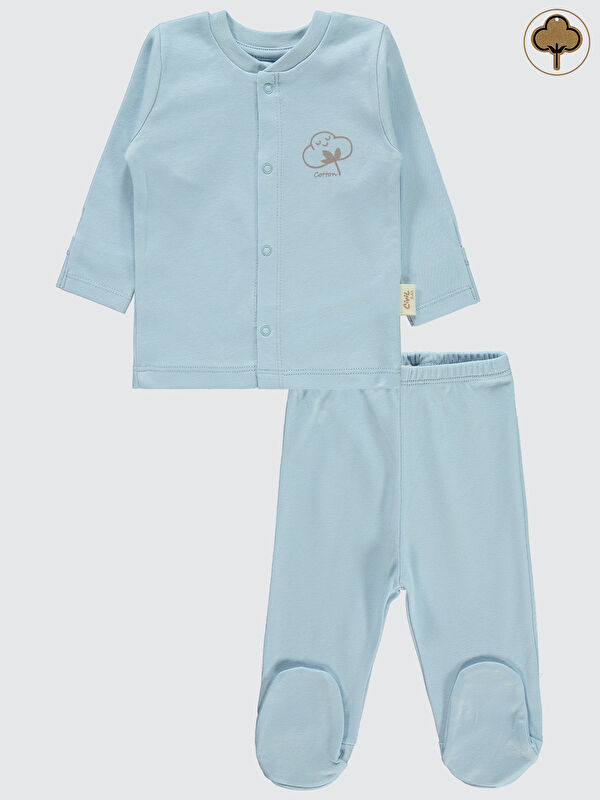 Civil Baby Bebek Organik Pijama Takımı 0-6 Ay Mavi