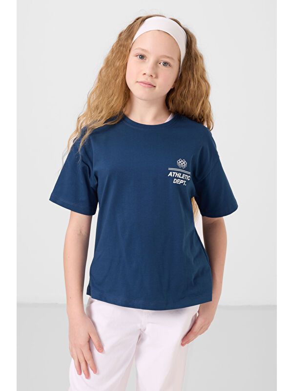 Tommylife Parlament Pamuklu O Yaka Oversize Fit Baskılı Kız Çocuk T-Shirt - 75178